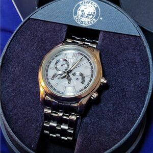 Citizen Eco Drive Moonphase Multi Dial Silver Tone Luxury Men's Watch